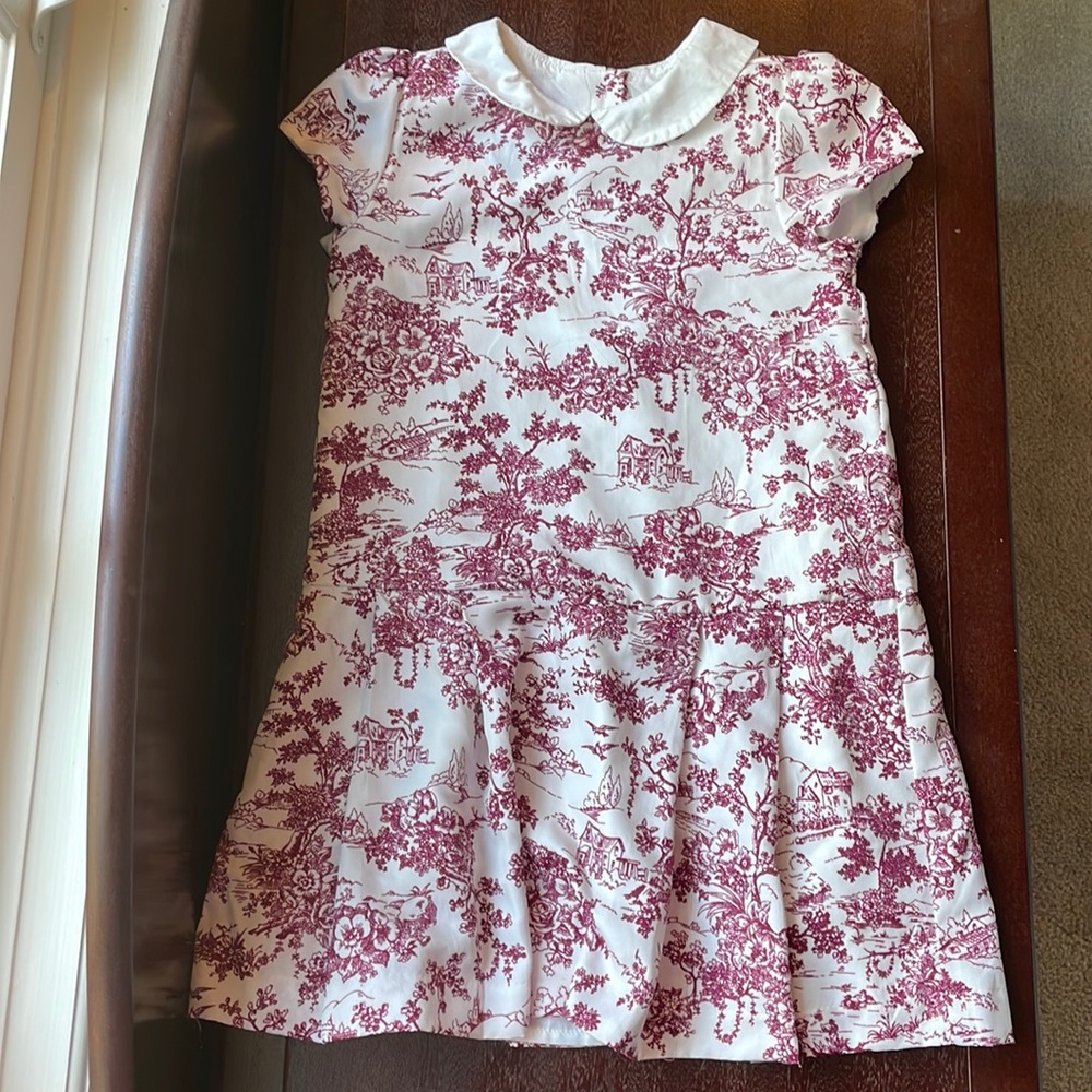 Janie & Jack Burgundy Toile Dress Girls Size 5